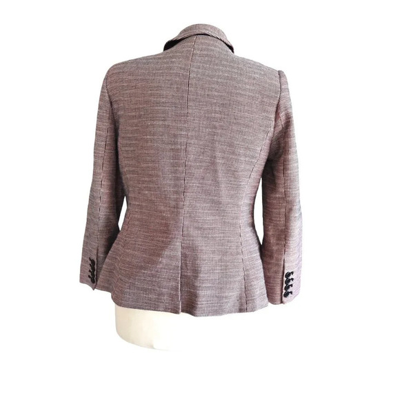 The Limited Women's Blazer in Woven Tweed Red-Orange Black White Career Medium - Picture 3 of 9